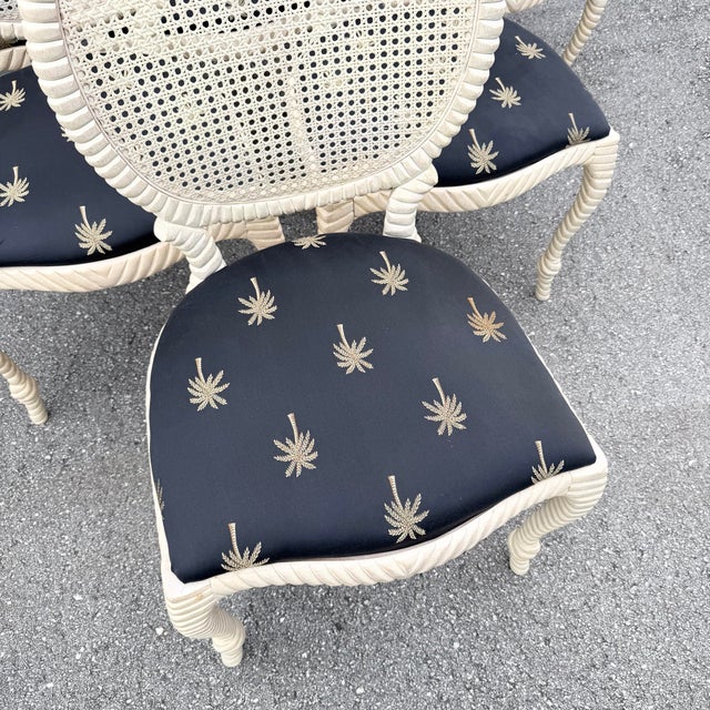 Vintage French Provincial Carved Wood Cane Back Dining Chairs - Set of 6 For Sale - Image 9 of 12