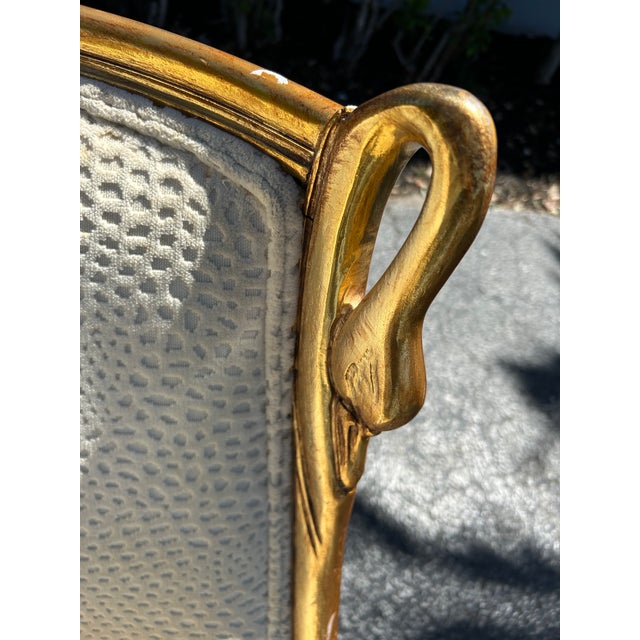 Wood 1960s Pair Gilt Wood Swan Chairs by Andres Originals For Sale - Image 7 of 8