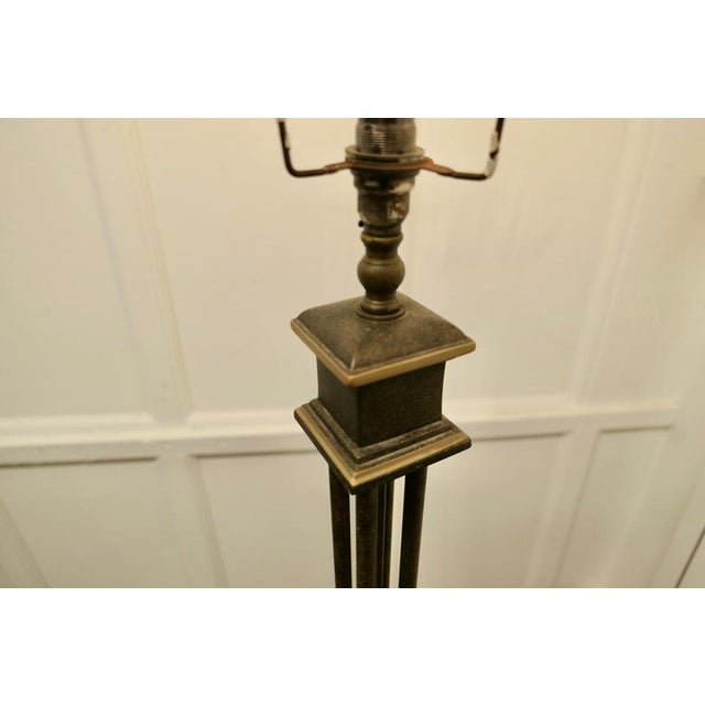 Iron and Brass Column Floor Lamp, 1930s For Sale - Image 9 of 11