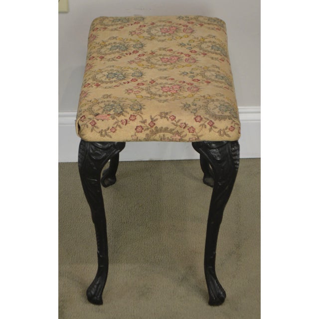 Rococo Antique Rococo Style Iron Leg Vanity Bench For Sale - Image 3 of 13