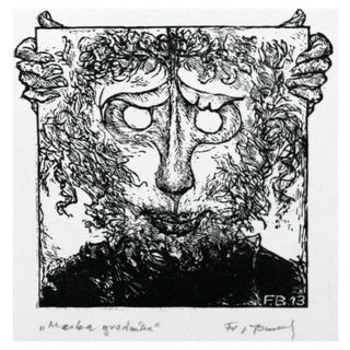 Franciszek Bunsch, Gardener's Mask, Etching on Paper, 2013 For Sale