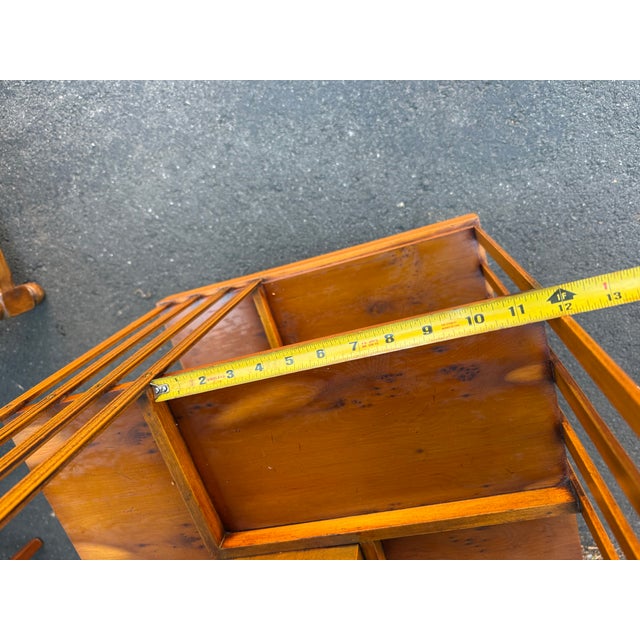 Vintage Edwardian Style Leather Top Yewwood Revolving Bookcase For Sale - Image 11 of 17