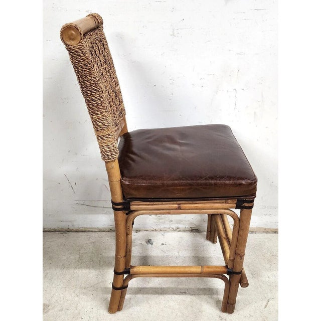 Bamboo Counter Stool Rattan & Braided Rope by Palecek For Sale - Image 9 of 10