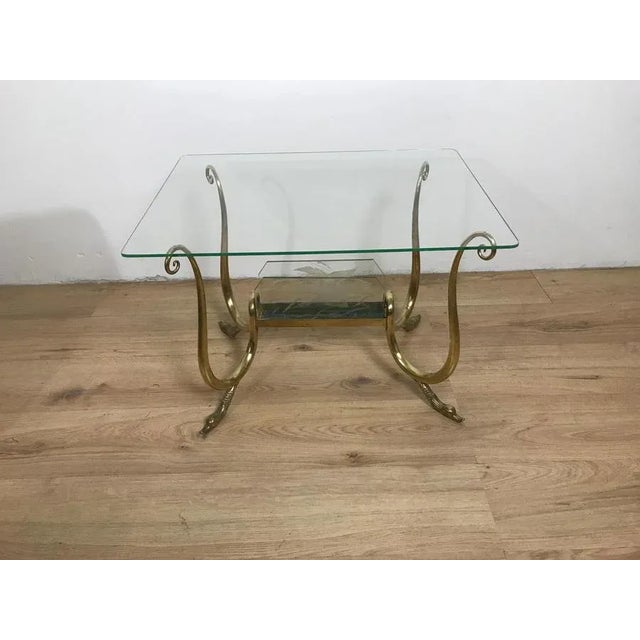 Brass coffee table with glass top, 1940s Italian manufacture.