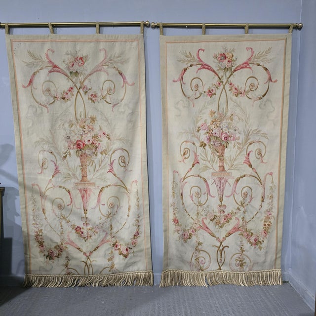 Late 19th Century Large French Wall Tapestries, 1880, Set of 2 For Sale - Image 5 of 12
