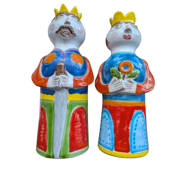 Ceramic 1980s Desimone Italian Ceramic King and Queen Candle Holders For Sale - Image 7 of 8