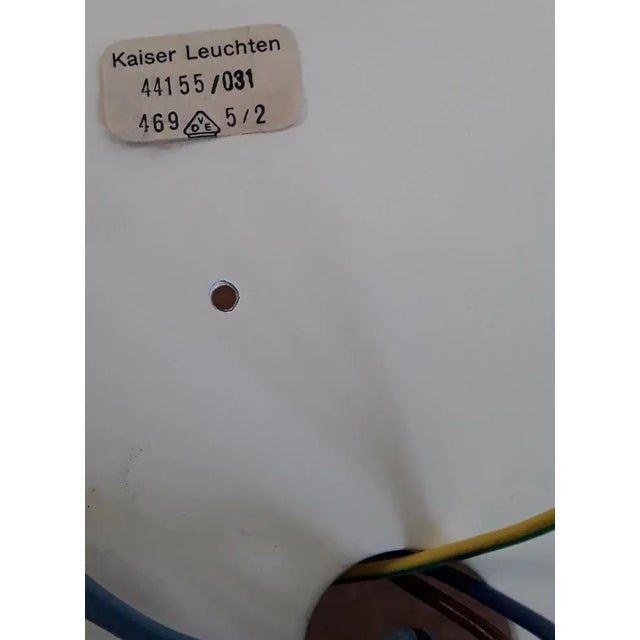 Vintage German Ceiling Lamp with Metal Assembly and Relief Glass Screen from Kaiser Lights, 1970s For Sale - Image 3 of 7