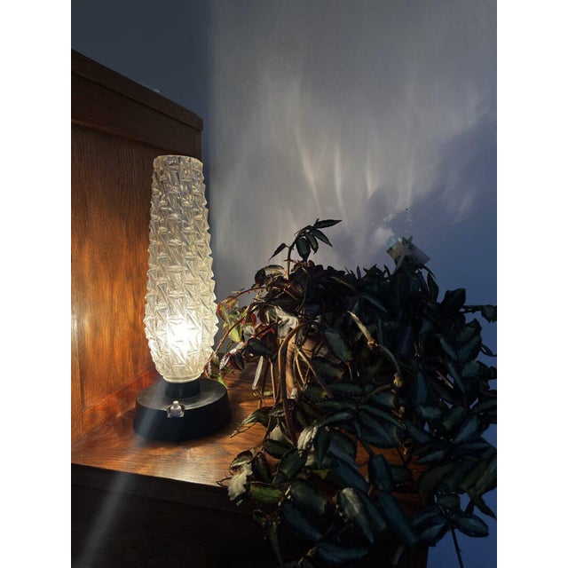 Fifties table lamp — a taller and larger model than what we usually come across. Period: 1950s Material: black metal,...