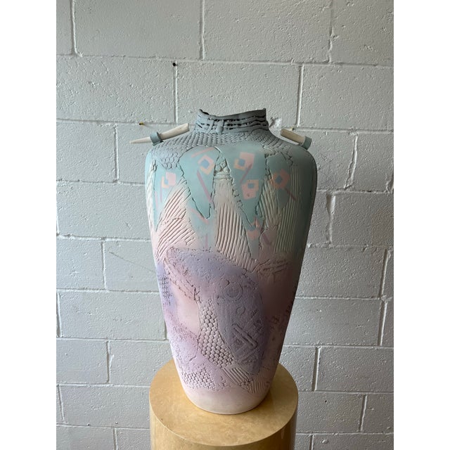 A monumental hand-built ceramic vessel by noted American ceramic artist Gail Markiewicz. Constructed from individually...