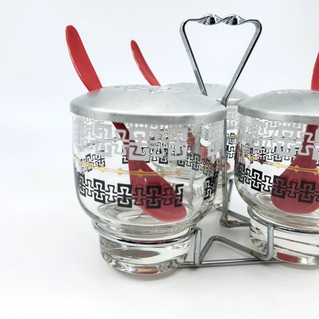 Mid 20th Century Mid 20th Century Vintage Libbey Glass Condiment Caddy Lazy Susan Set- 4 Pieces For Sale - Image 5 of 9