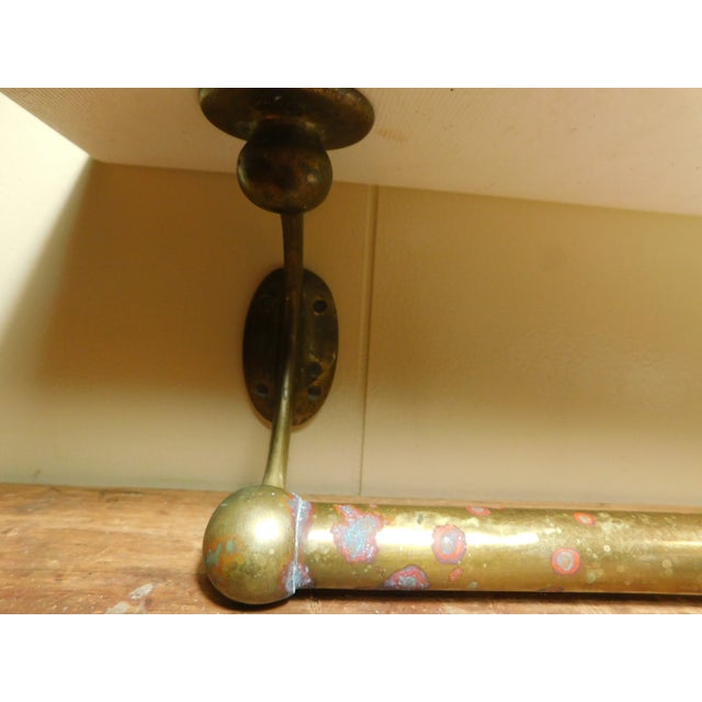 Antique Opal Glass Bathroom Shelf With Brass Cups and Soap Dish For Sale In Providence - Image 6 of 18