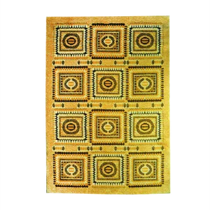 Yellow Hippie Mosaic Carpet, 1970s