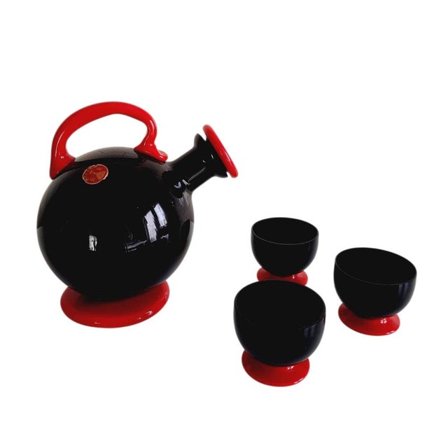 Black Vittoriale Liqueur Set in Murano Glass from Moretti & Nason, 1930s, Set of 5 For Sale - Image 8 of 17