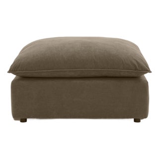 Cali Chocolate Brown Performance Velvet Ottoman For Sale