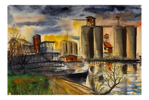 'The Delta King at Sunset,' 1995, California Paddlewheel Riverboat, Industrial Landscape