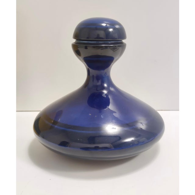 Postmodern Blue and Yellow Glazed Vase and Bottles attributed to Parravicini, 1970s, Set of 3 For Sale - Image 13 of 15