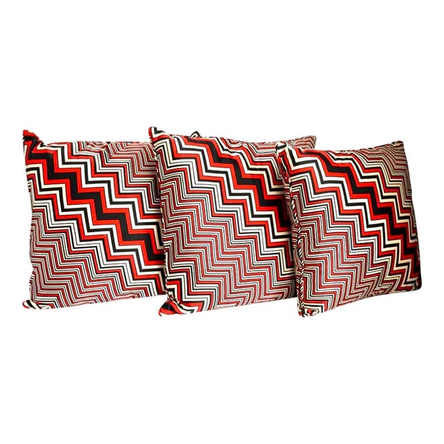 Chevron Silk Pillows- Set of 3 For Sale
