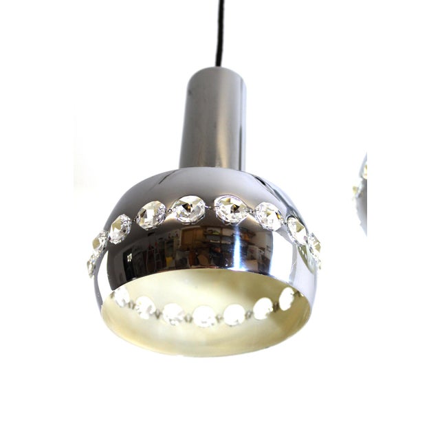 Mid-Century Modern Vintage Chrome & Crystal Pendant, 1960s For Sale - Image 3 of 6
