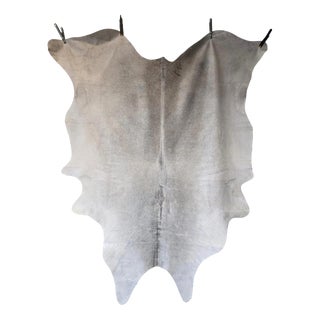 Large White and Grey Genuine Cowhide Rug For Sale