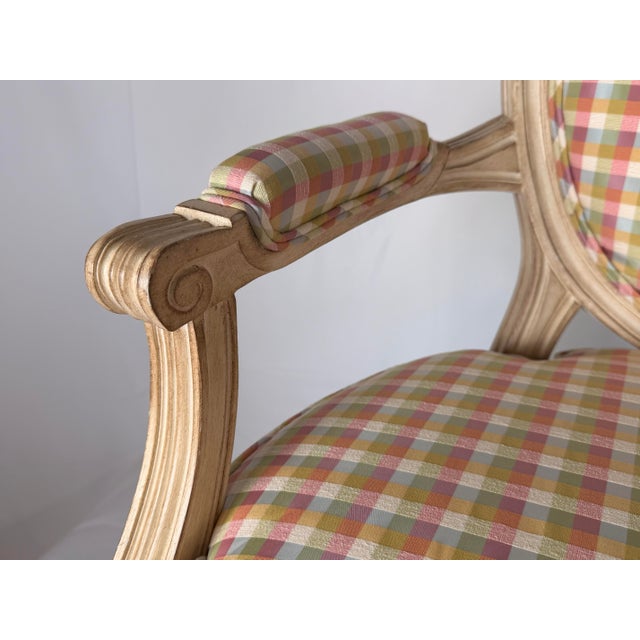 Cream Late 20th Century Louis XVI Style Creme Painted Upholsterer Fauteuil Armchair For Sale - Image 8 of 11