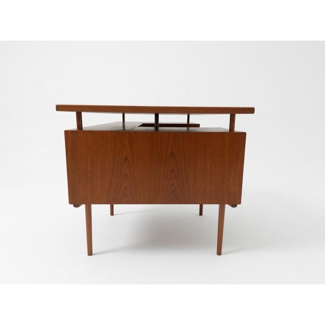 Danish Teak Executive Floating-Top Desk, 1960s For Sale - Image 4 of 17