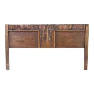 Lane Mid-Century Modern Brutalist King Headboard by Paul Evans For Sale