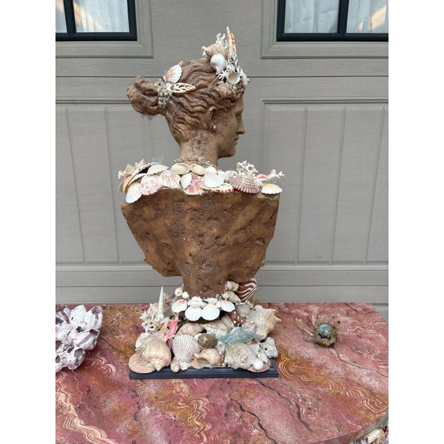 Seashell Encrusted Heavy Bust Ocean Goddess For Sale - Image 11 of 12