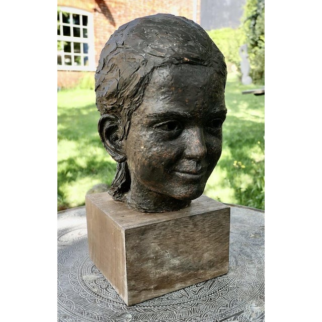 Ceramic Bust of a Girl with a Ponytail, 1960s, Terracotta For Sale - Image 7 of 8