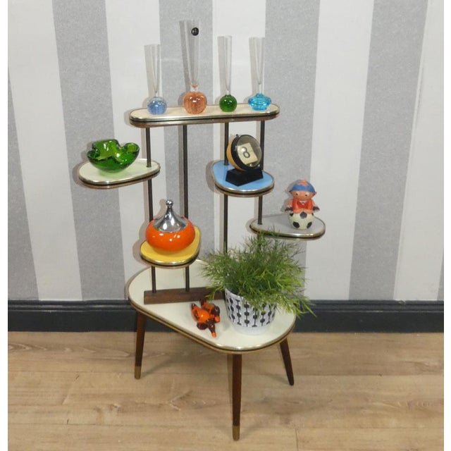 Large Flower Stool with Colorful Brass Rods, 1950s For Sale - Image 12 of 15