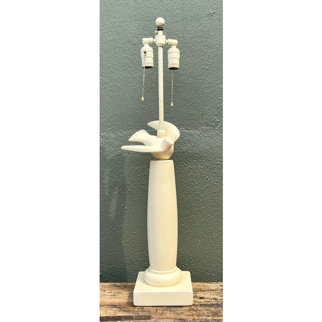 Vintage Painted Bird Lamp For Sale - Image 4 of 12