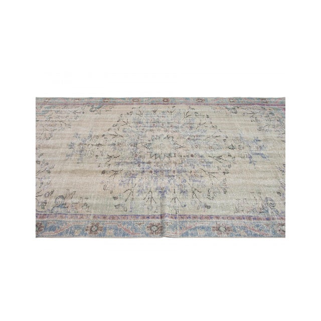 Distressed Vintage Turkish Oushak Rug - 5`2" X 9`1" For Sale - Image 4 of 6