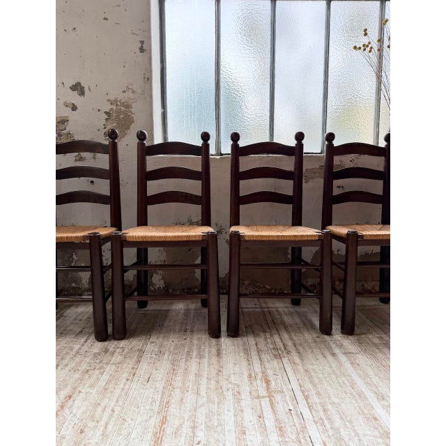 Oak and Straw Chairs by Dudouyt, 1940s, Set of 6 For Sale - Image 17 of 18