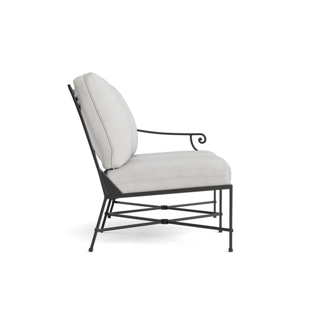 Contemporary Brown Jordan Venetian Right Arm Loveseat, Textured Pewter frame with Fusion Dove fabric For Sale - Image 3 of 11