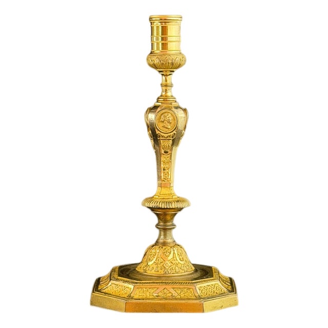 French Empire Ormolu Candlestick with Classical Portrait Medallions For Sale