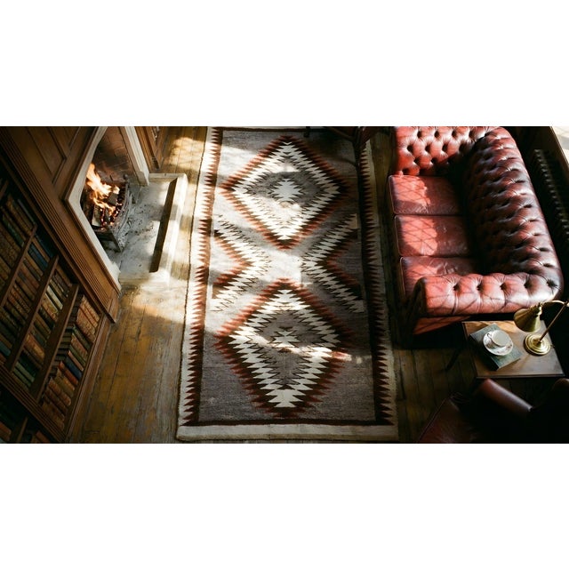 1920s Gray Antique Tribal Geometric Design Navajo Flat Woven Native American Rug For Sale - Image 11 of 12