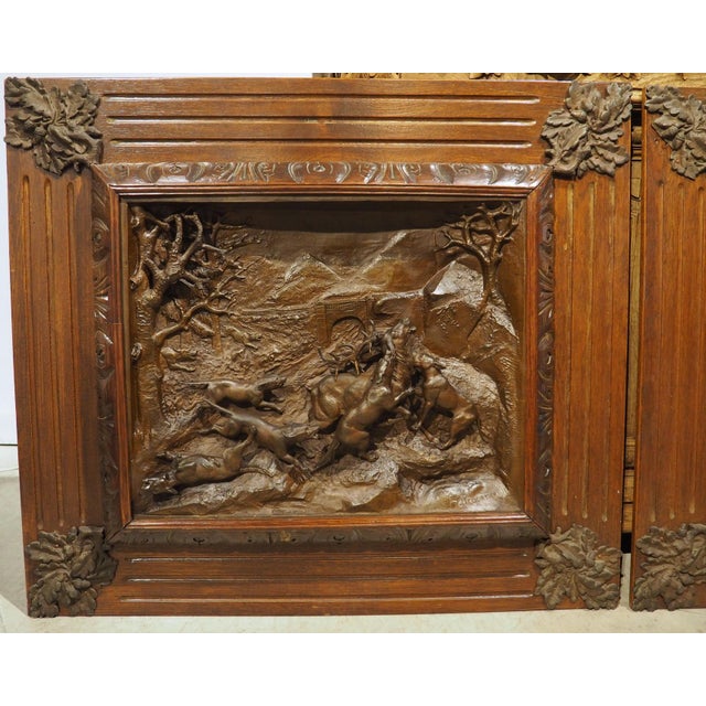 Pair of Large Antique French Oak Framed Hunt Plaques, P. Lecourtier (1851-1925) For Sale - Image 4 of 18