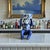 A charming and highly decorative blue and white porcelain bar monkey, this vintage sculptural figure brings a whimsical...