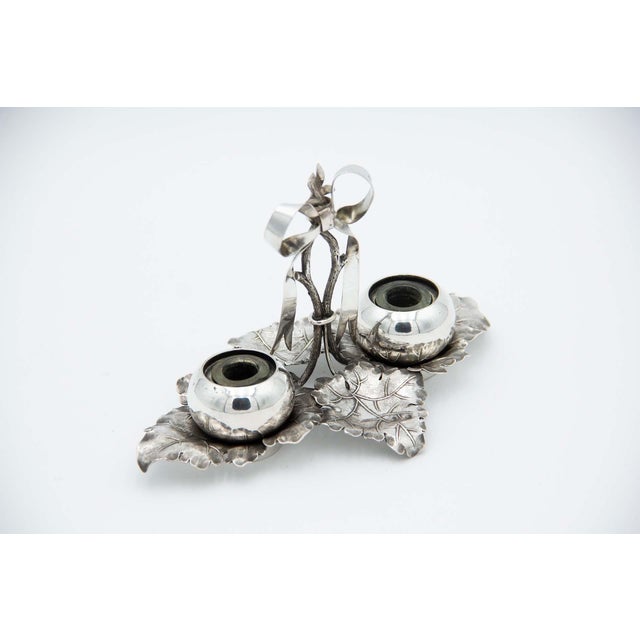Silver Inkwell with Two Tanks For Sale - Image 3 of 5