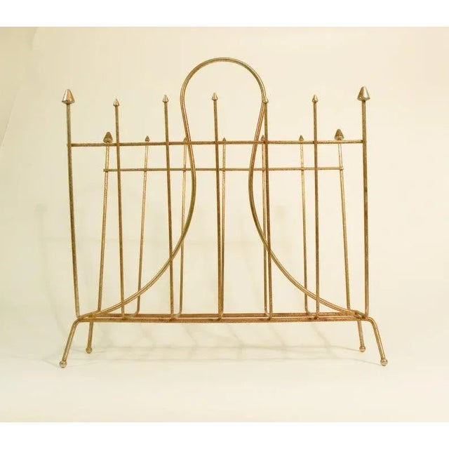 1960s Mid Century Modern Gold Magazine Rack For Sale - Image 4 of 7