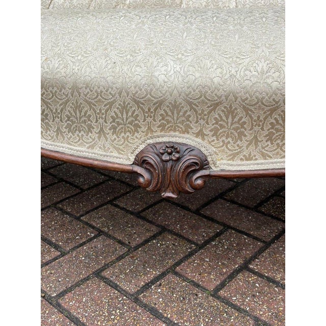 Victorian Sofa with Buttoned Back, Cabriole Legs & Brass Castors For Sale - Image 9 of 18