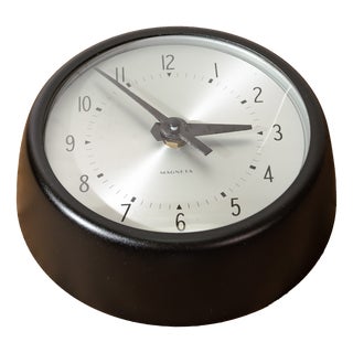 Small Mid-Century Satin Black GPO Slave Clock from Magneta, England, 1950s For Sale