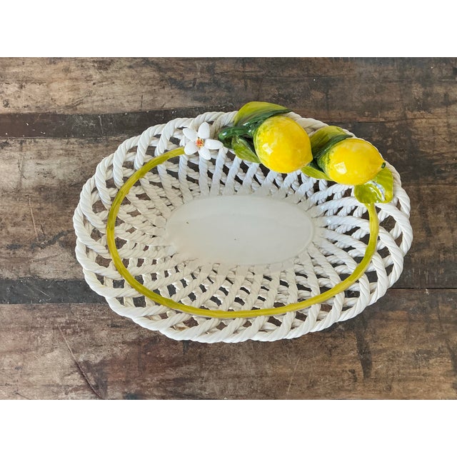 Vintage Italian Majolica Lemon Trellis Bowl For Sale - Image 9 of 12