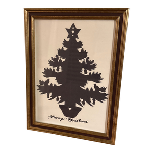 Vintage Hand Cut Scherenschnitte Christmas Tree in Florentine Frame