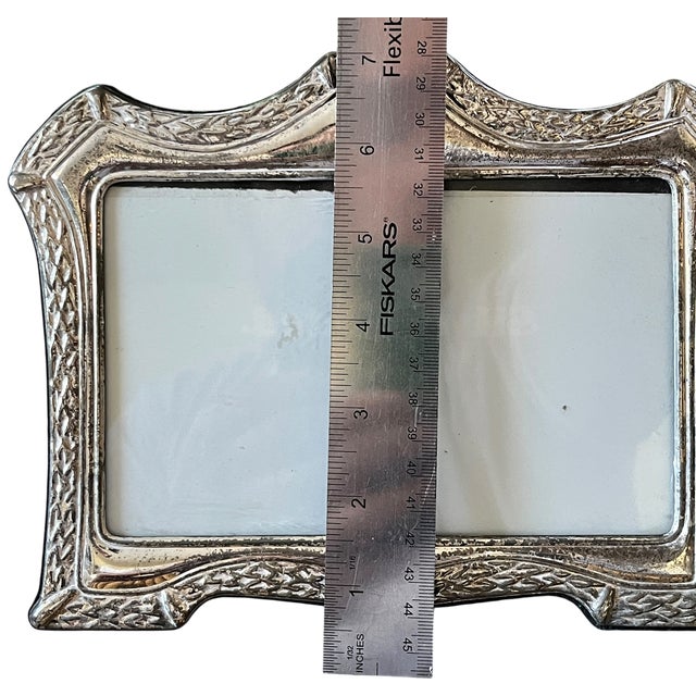 1980s Shabby Chic Silverplated Picture Frame With Sculpted Foliate Border for 5"x7" Landscape Vertical Picture For Sale - Image 10 of 11