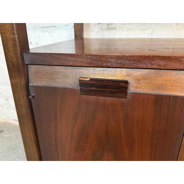 Mid-Century Modern Black Topped Walnut Bar Cart For Sale - Image 10 of 11