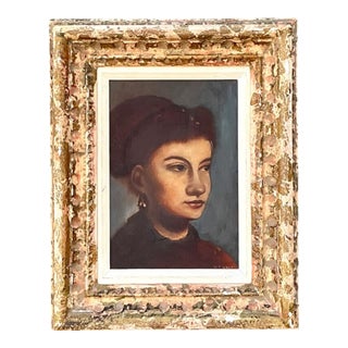 Vintage Framed Portrait Oil on Canvas For Sale