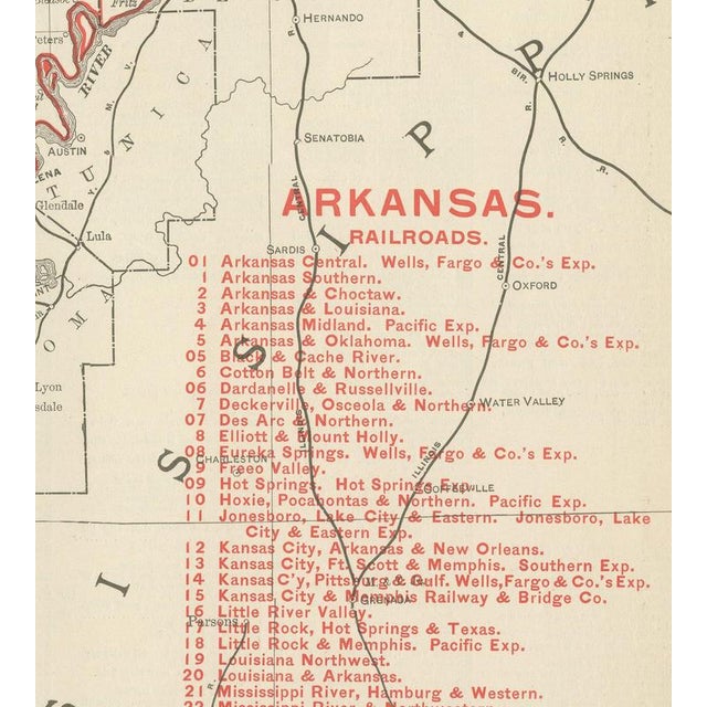 Antique Map of Arkansas with Hot Springs from Rand McNally, 1899 For Sale - Image 3 of 12
