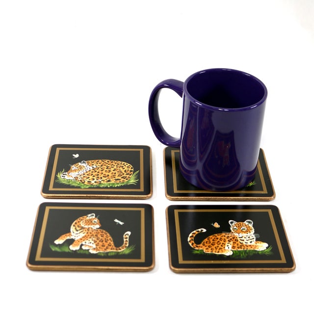 1980s Lynn Chase Jaguar Jungle Coasters- Set of 4 For Sale - Image 10 of 10