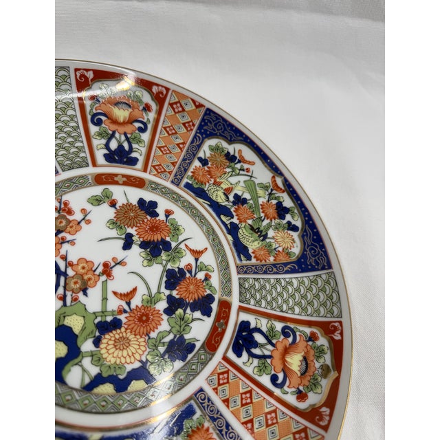 Mid 20th Century Mid 20th Century Japanese Imari Porcelain Plate in Blue and Red For Sale - Image 5 of 10