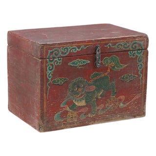Vintage Chinese Painted Chest For Sale
